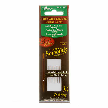 Clover Black Gold Needles Quilting Size 10 image 0