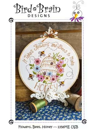 Flowers, Bees, Honey Machine Embroidery USB Just 1 Left!