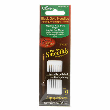 Clover Black Gold Needles Applique/Sharps Size 9 image 0