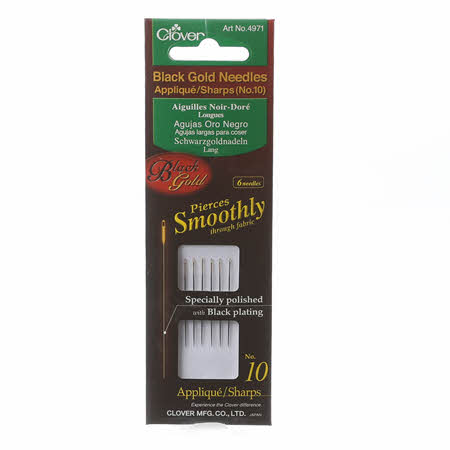 Clover Black Gold Needles Applique / Sharps Size 10 image 0