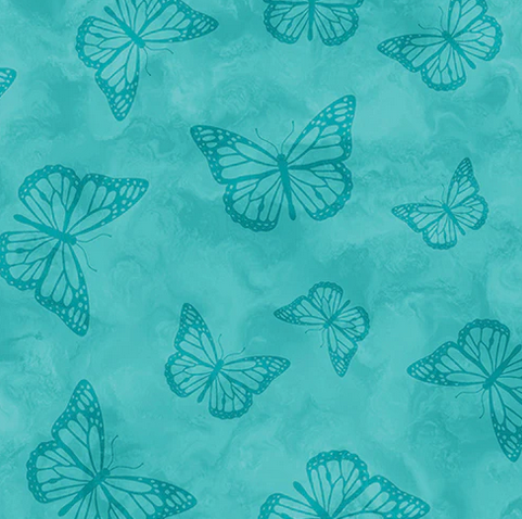 Benartex Butterfly Shadow Teal (Butterfly Calypso)