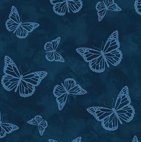 Benartex Butterfly Shadow Navy (Butterfly Calypso)