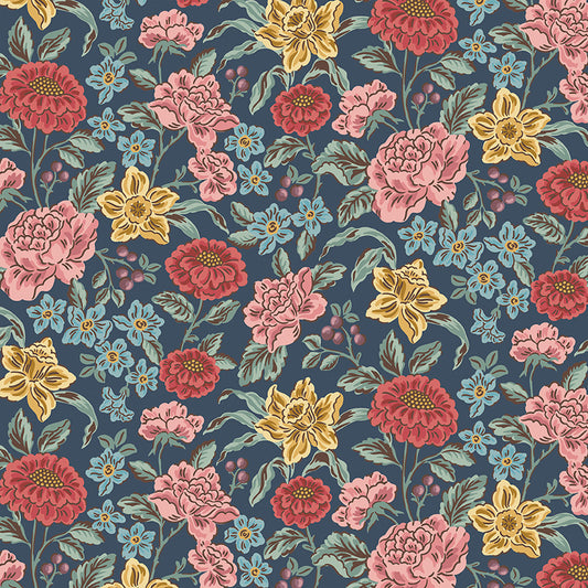 Jane Austen At Home Floral Navy C16530-Navy