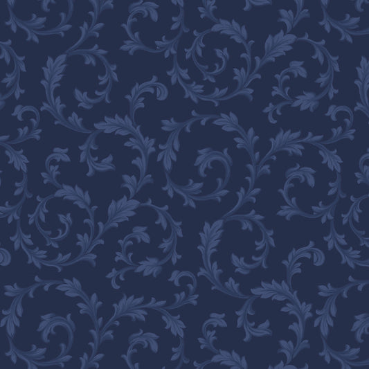 Marcus Fabrics 108" Wide Backing Smithonian Institution Swirl R360849D Navy