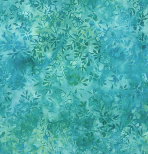 Moonshadow Batik Aqua Daisies and Vines Batik 22309-477