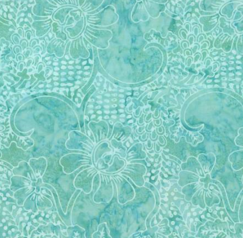 Moonshadow Batik Aqua Tropical Floral Batik 22306-477