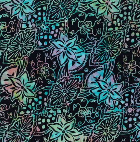 Moonshadow Batik Black Medallion and Florals Batik 22307-976