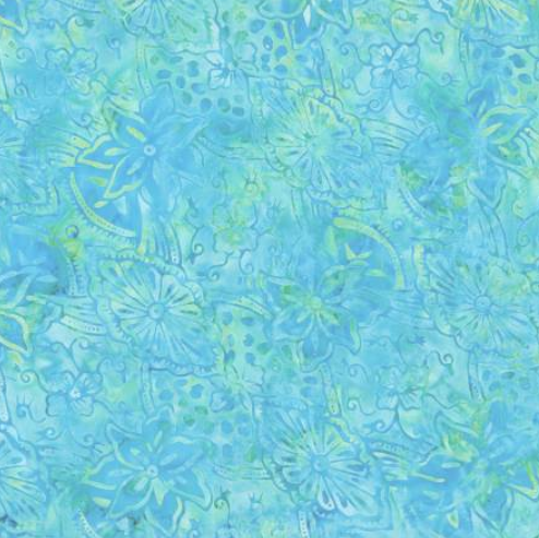 Moonshadow Batik Dark Aqua Medallion and Florals Batik 22307-477