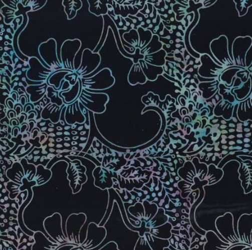 Moonshadow Batik Black Tropical Floral Batik 22306-967