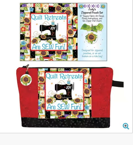 Quilt Retreat Sew Fun Pouch Set  Panel and Zipper Pull 40% Off!!